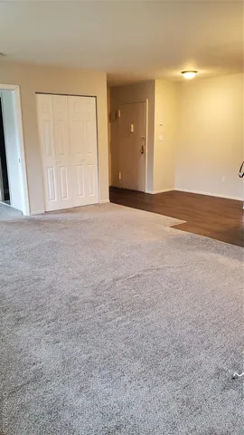 a view of an empty walk in closet