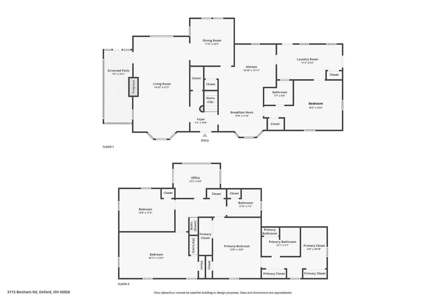 5115 Bonham Road Oxford, OH 45056 - Photo 24 of 24 Room sizes on MLS Information Detail Sheet taked from Floor Plans reduced to fit lisitng criteria parameters.
