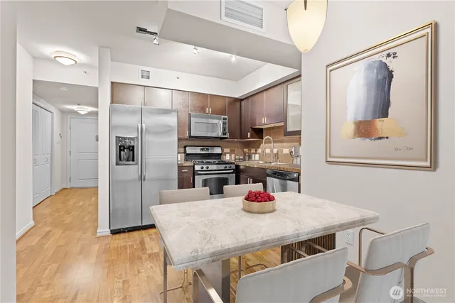 a view of a building from a balcony