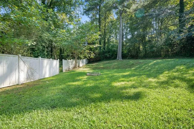 a view of a garden with a trees