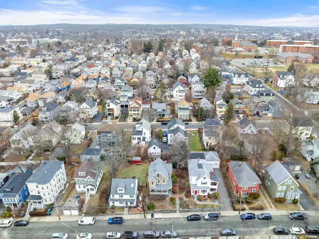 an aerial view of a city