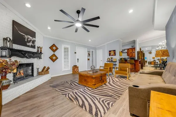 a living room with furniture