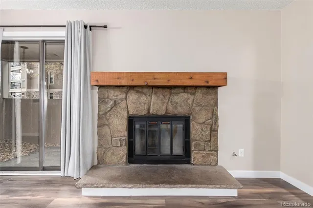 a view of a livingroom with a fireplace