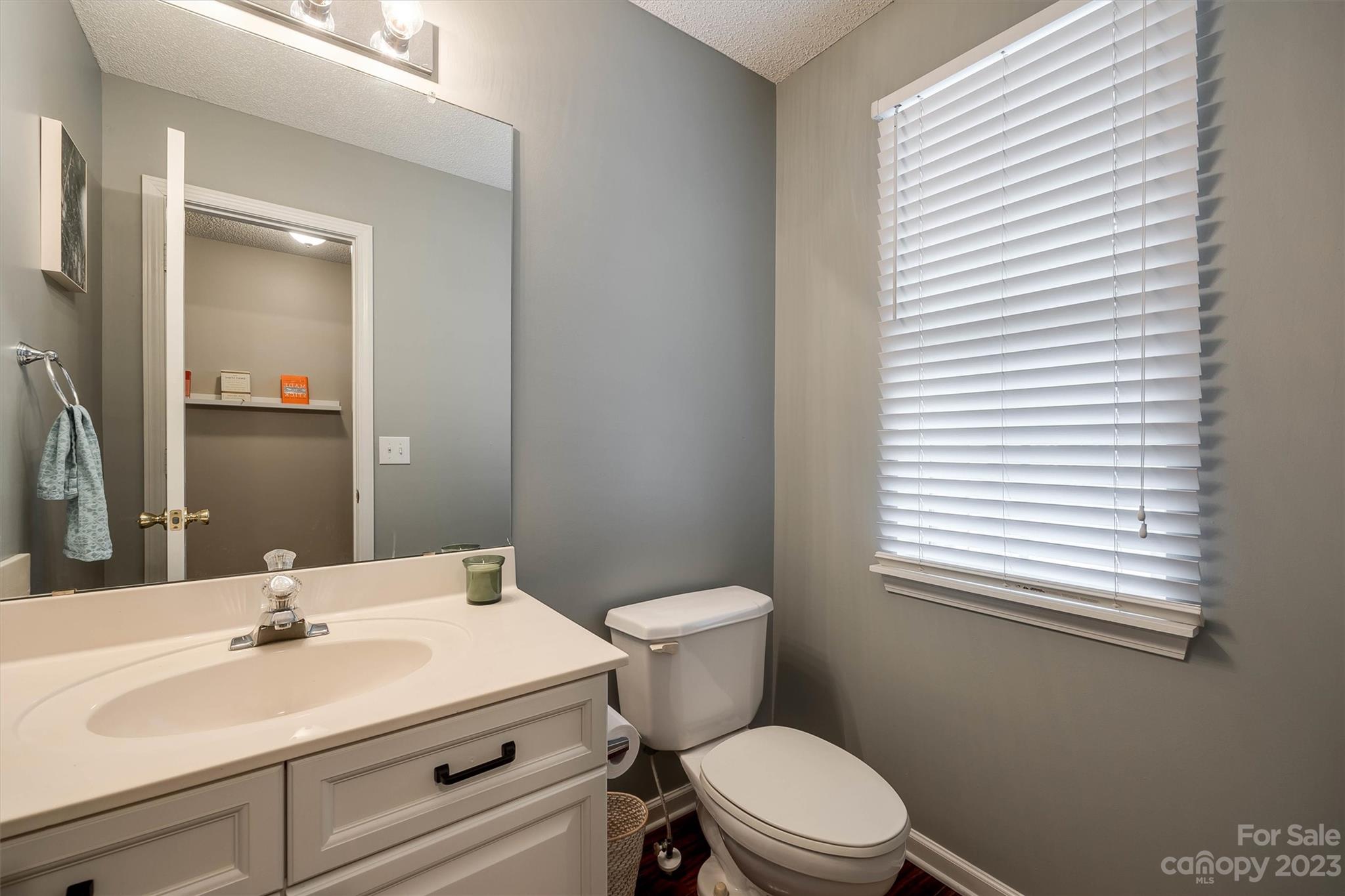 9725 Mattforest Circle Charlotte, NC 28277 - Photo 5 of 29 a bathroom with a sink a toilet a mirror and window