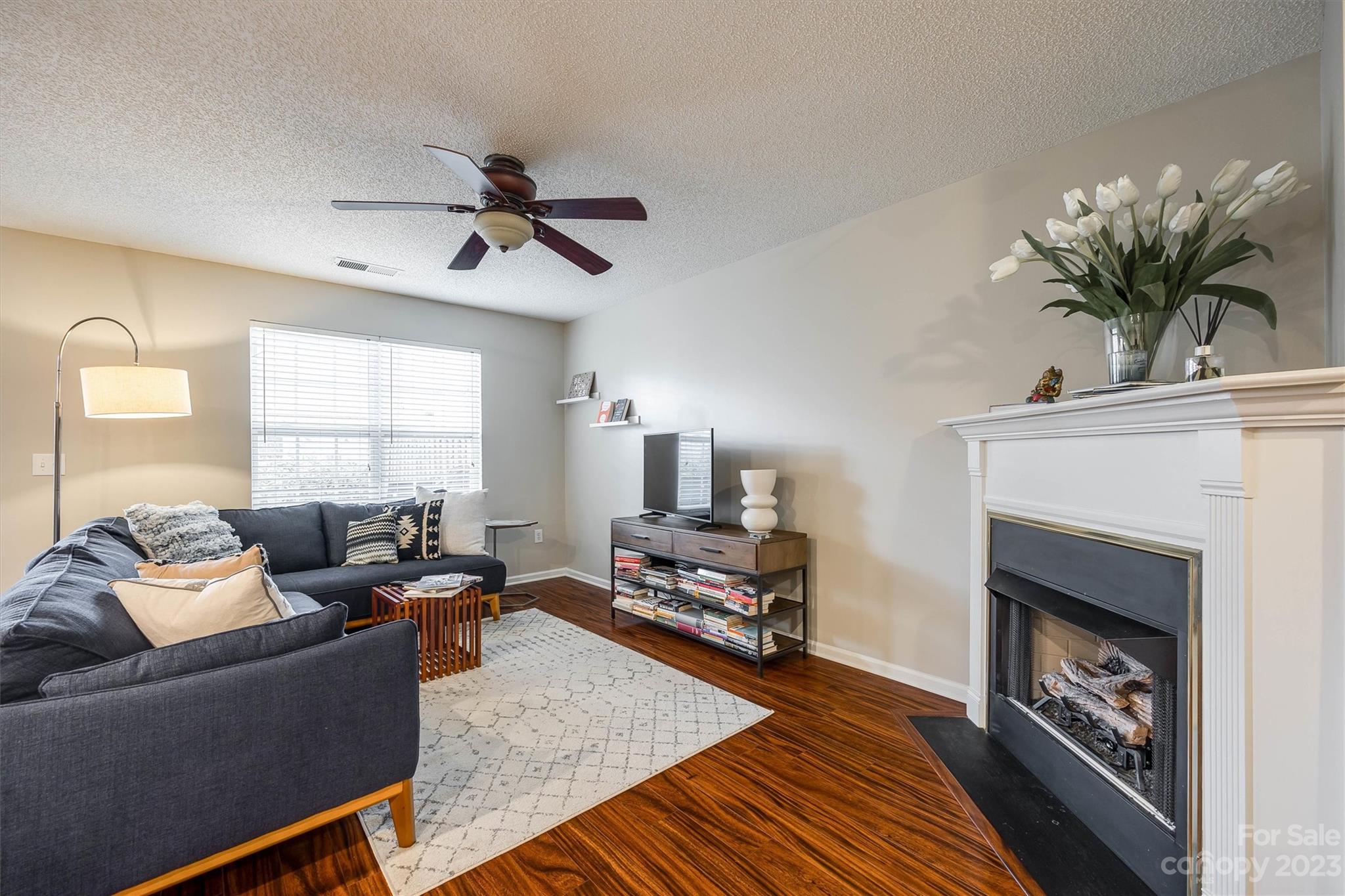 9725 Mattforest Circle Charlotte, NC 28277 - Photo 7 of 29 a living room with furniture and a fireplace