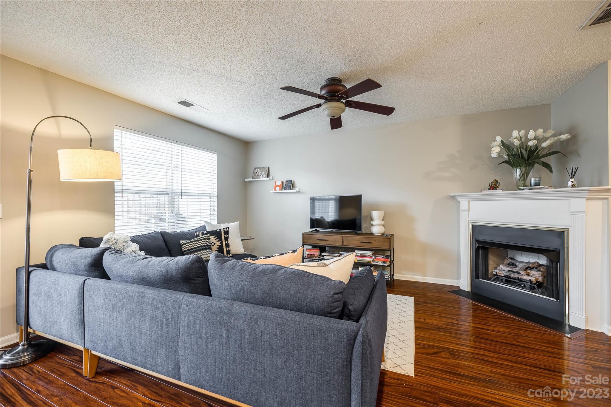 9725 Mattforest Circle Charlotte, NC 28277 - Photo 10 of 29 a living room with furniture a fireplace and a flat screen tv