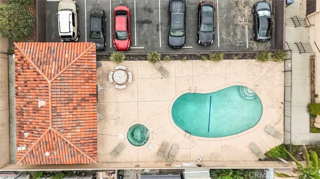 an aerial view of a highlighted house