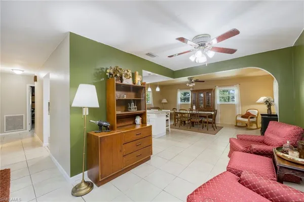 a living room with furniture