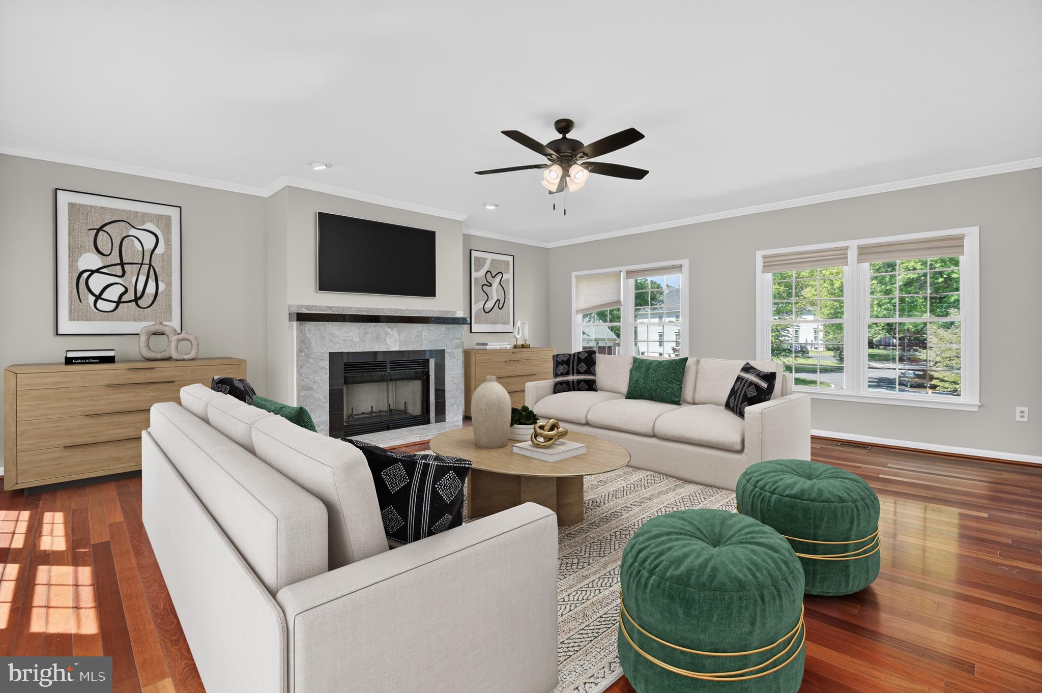 11601 Letterman Way Gaithersburg, MD 20878 - Photo 13 of 53 a living room with furniture a flat screen tv and a fireplace