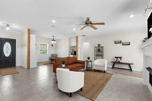 a living room with furniture