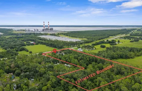 a view of a city with flower on both side of it