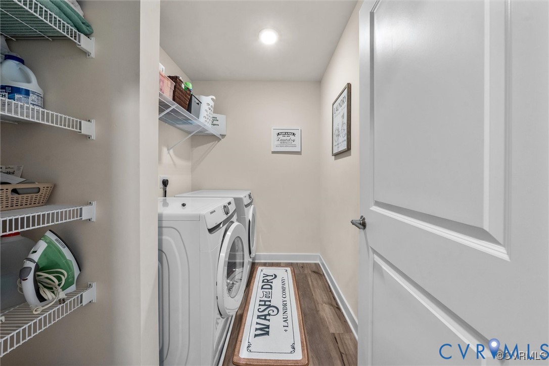 12576 Petrel Crossing Midlothian, VA 23112 - Photo 25 of 30 Laundry area featuring washer and dryer and dark w