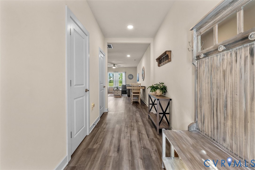 12576 Petrel Crossing Midlothian, VA 23112 - Photo 4 of 30 Hallway with dark wood-style floors and recessed l