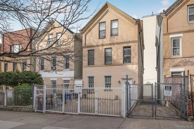 a view of a large white building