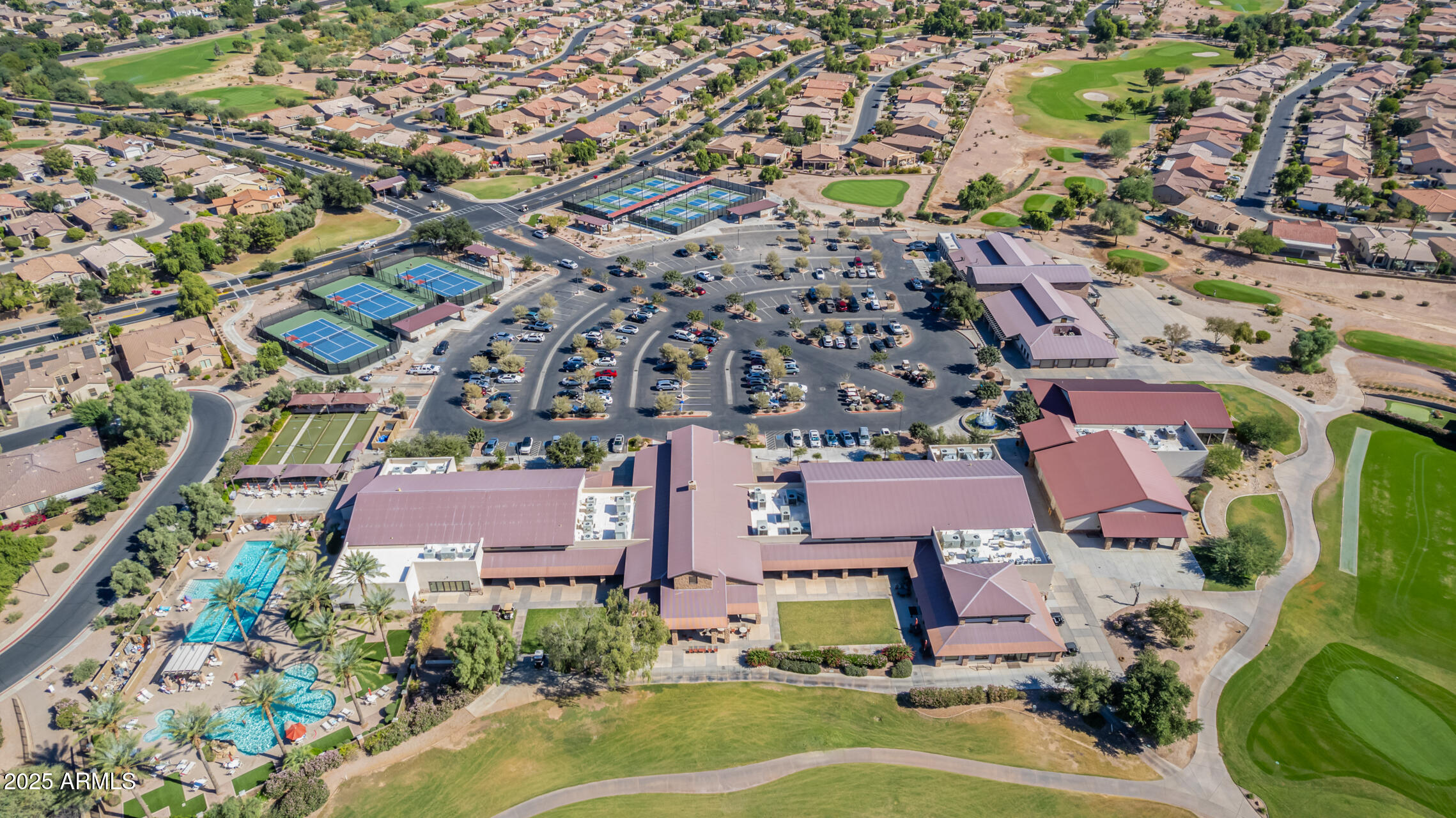 4553 East Narrowleaf Drive Gilbert, AZ 85298 - Photo 40 of 60 an aerial view of residential houses with outdoor space