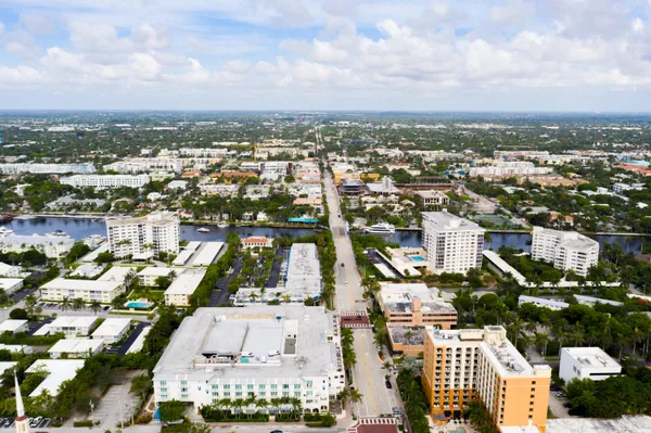 an aerial view of a city with lots of residential buildings
