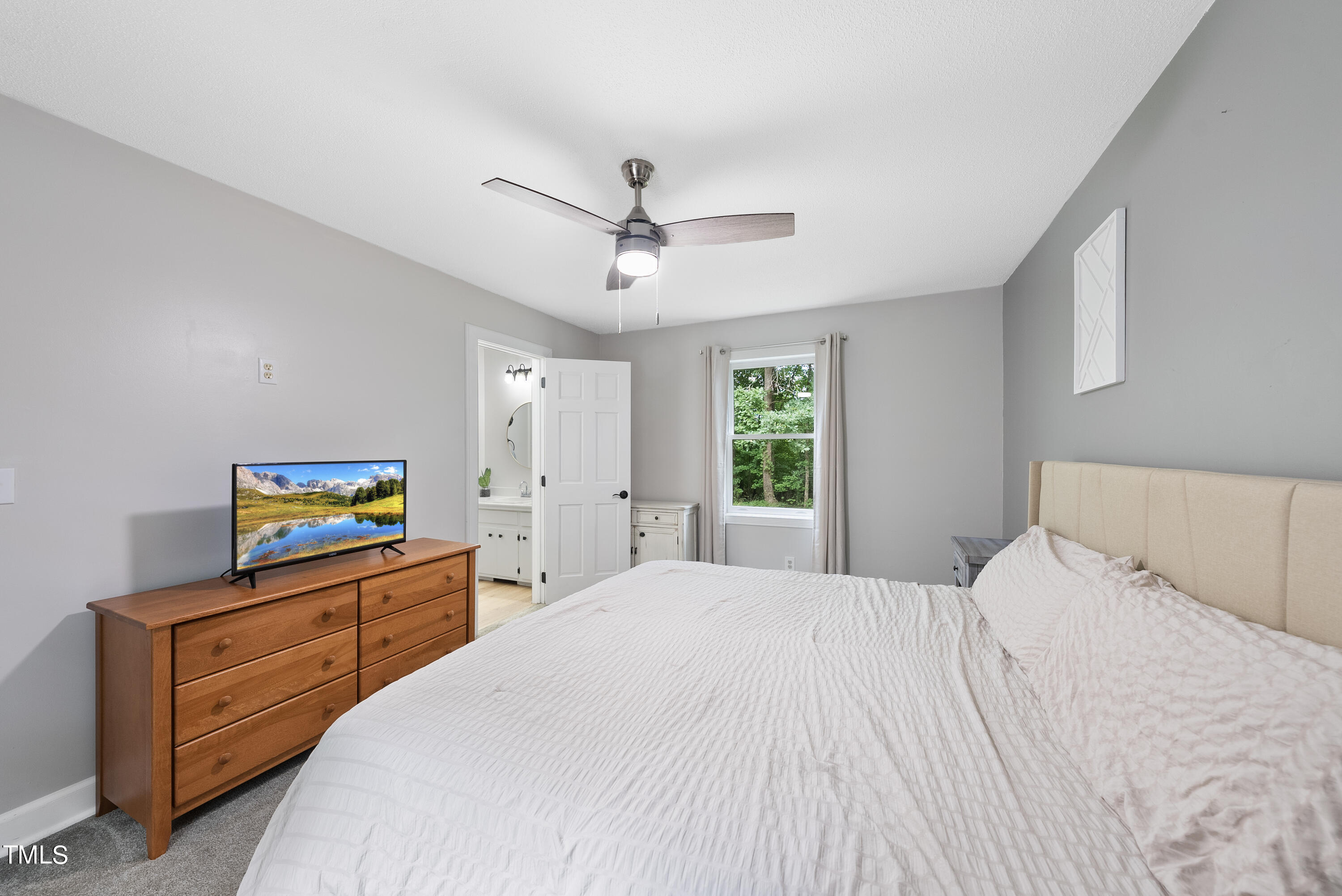 6319 Carbonton Road Sanford, NC 27330 - Photo 9 of 19 a bedroom with a bed and a flat screen tv
