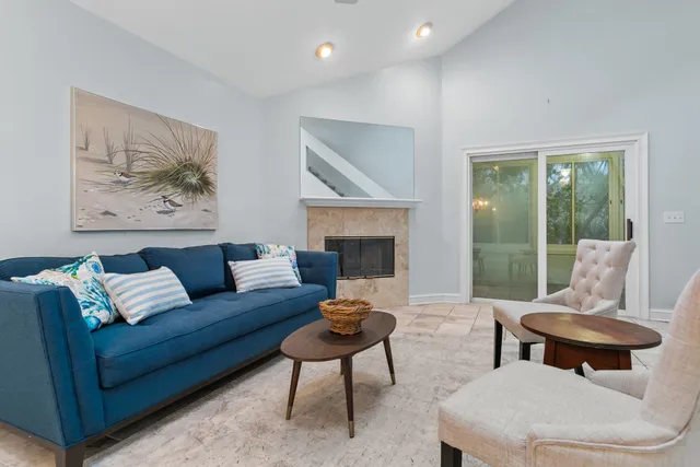 a living room with furniture