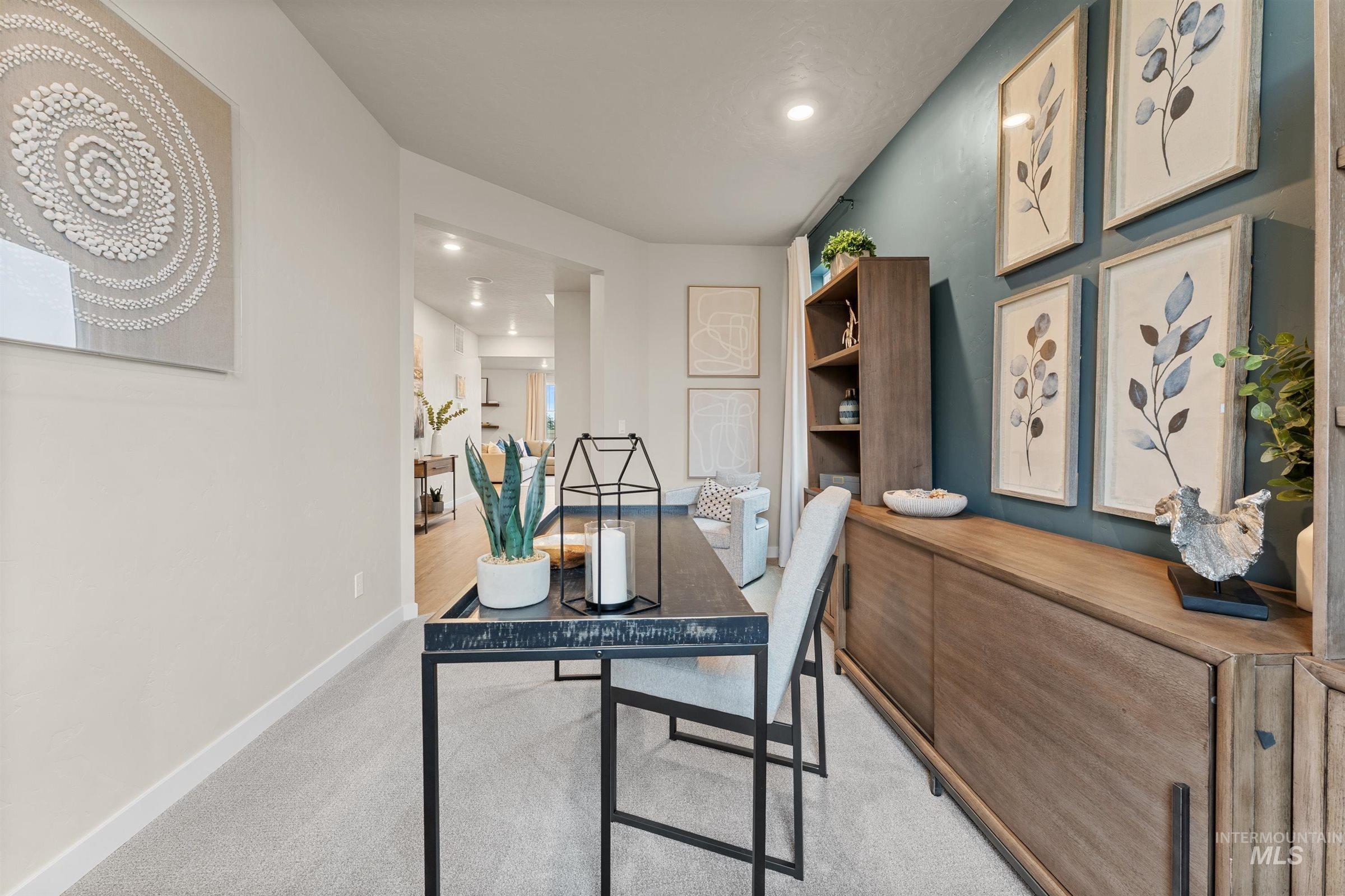 4149 South Colditz Way Meridian, ID 83642 - Photo 4 of 42 Office area with light carpet and recessed lighting