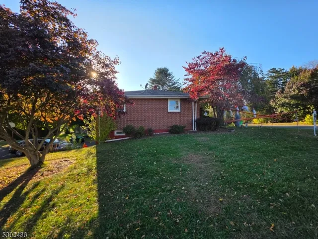 a front view of a house with a yard and tree s