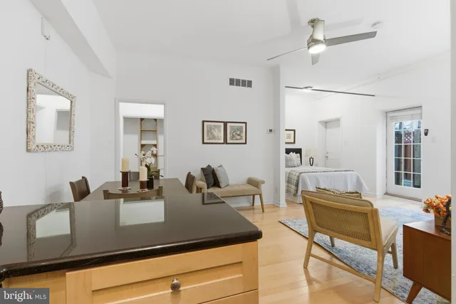 a living room with furniture