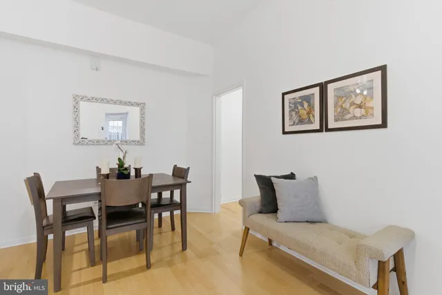 a view of a livingroom with furniture and dining room