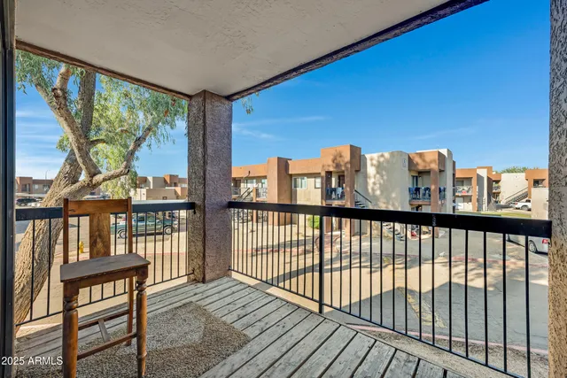 a view of city from a balcony