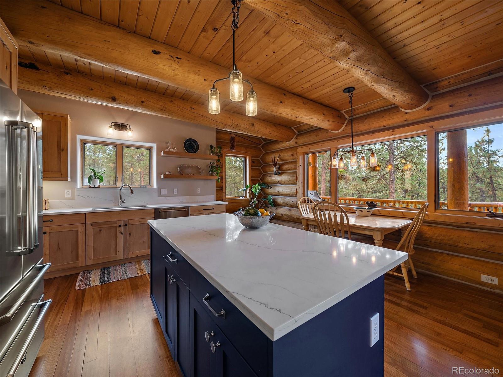 96 Six Bits Street Bailey, CO 80421 - Photo 16 of 40 a kitchen with a stove a sink and a refrigerator
