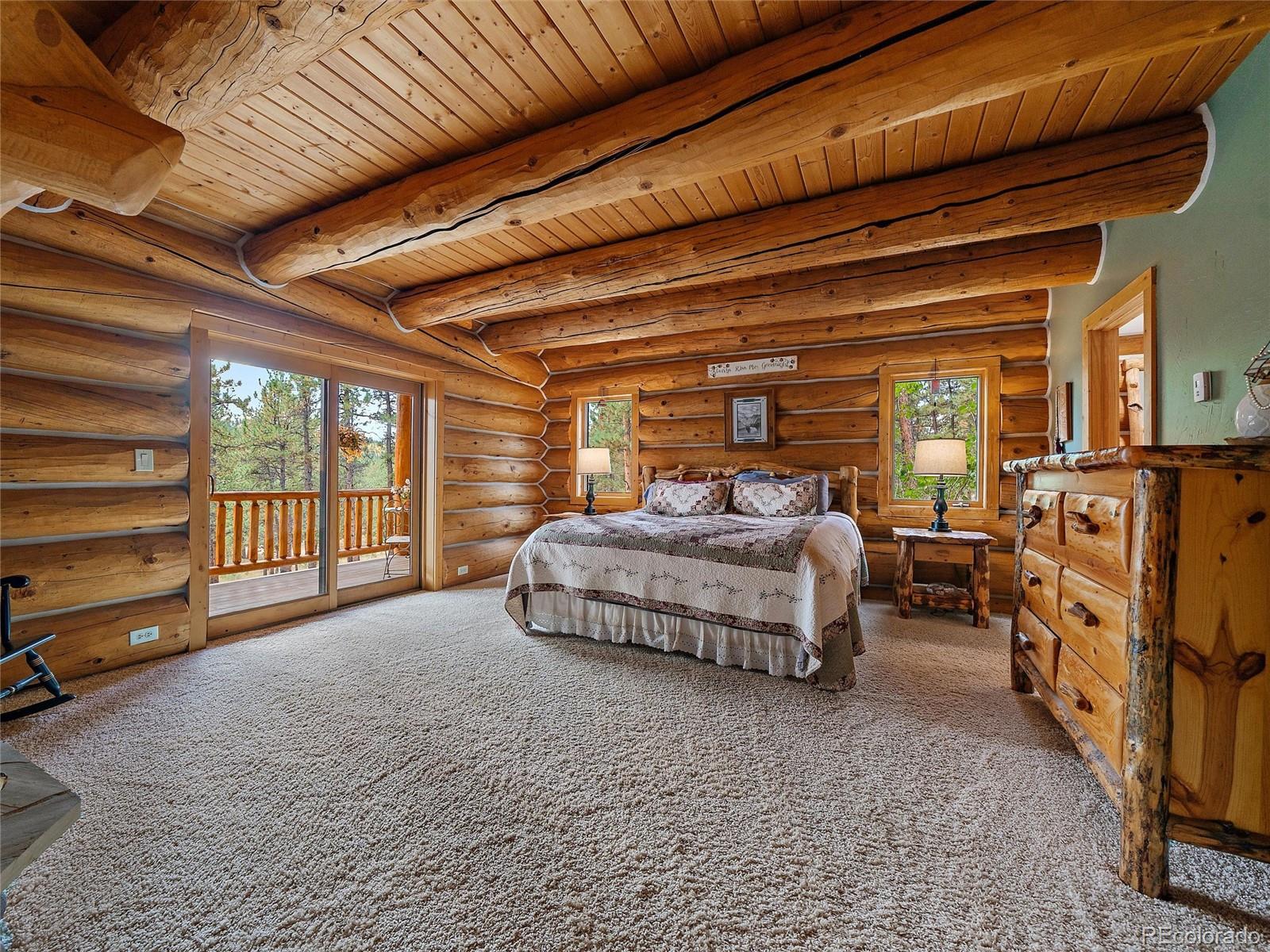 96 Six Bits Street Bailey, CO 80421 - Photo 19 of 40 a spacious bedroom with a bed and large window