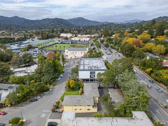 an aerial view of a city with lots of residential buildings