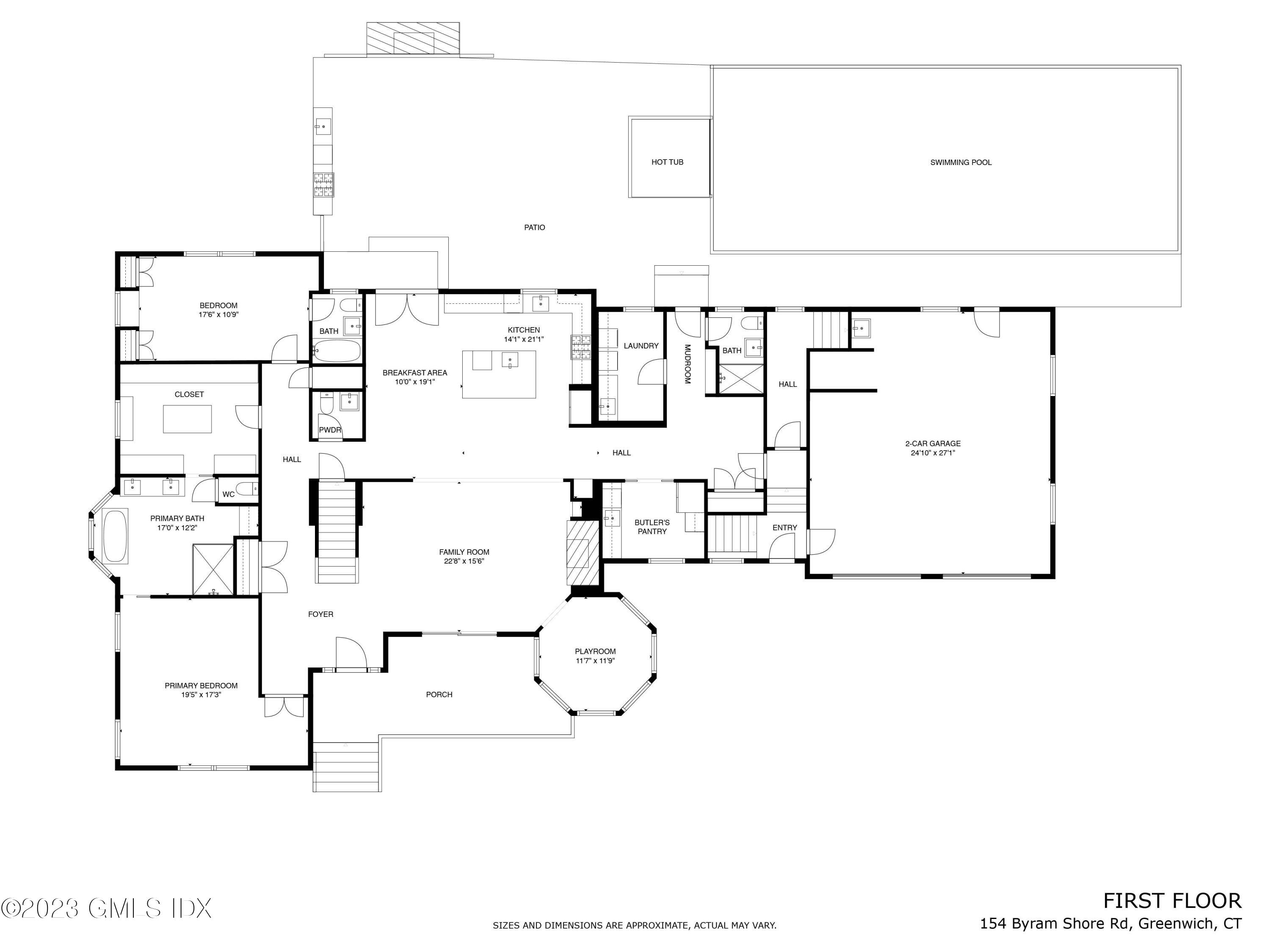 154 Byram Shore Road Greenwich, CT 06830 - Photo 33 of 34 1st Level Floor Plan