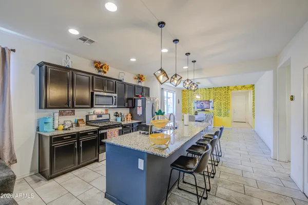 a kitchen with lots of counter top space