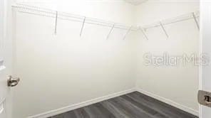 a view of a room with racks on the wall