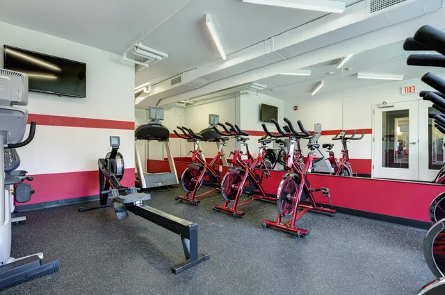 a view of a room with gym equipment