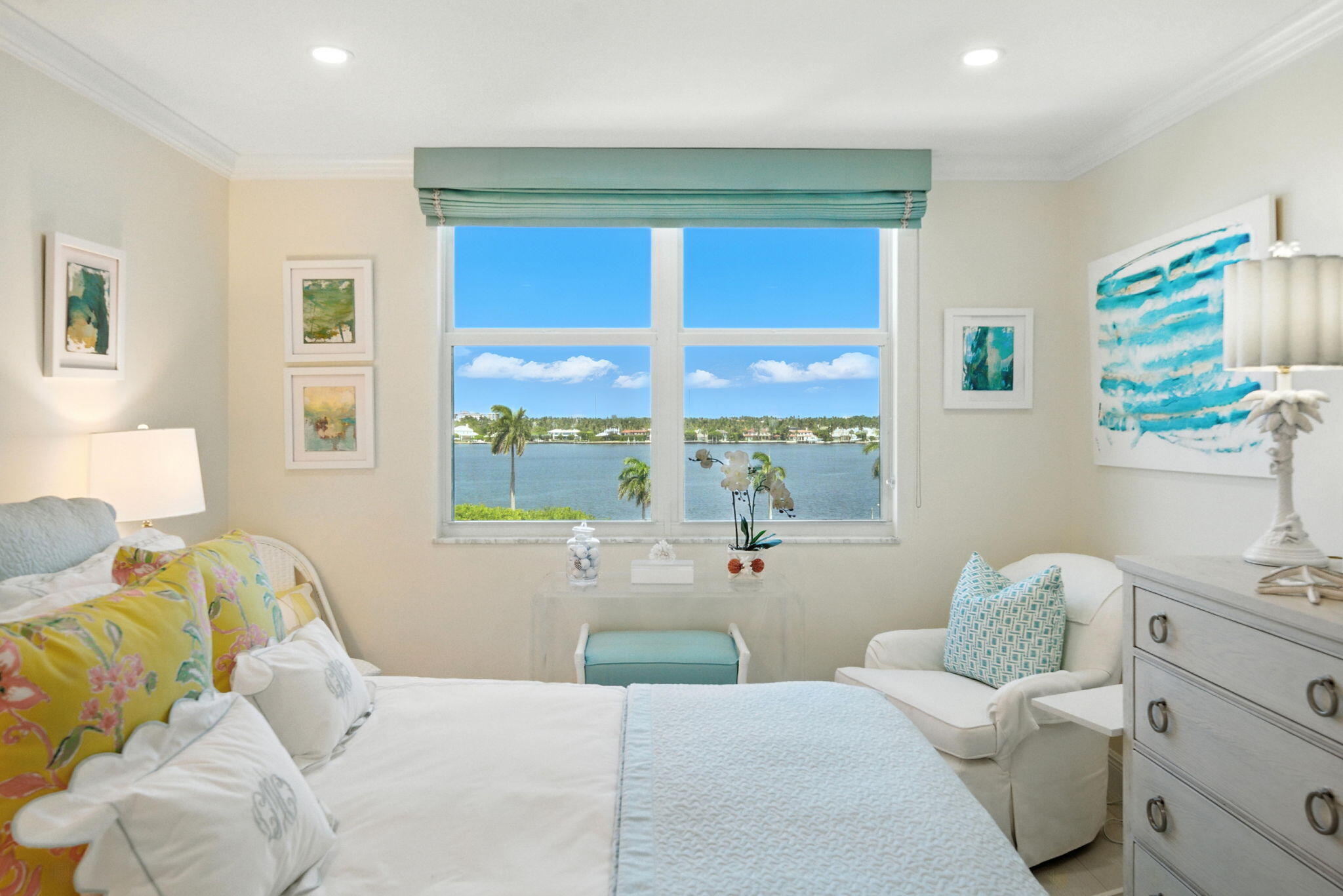 1801 South Flagler Drive, Unit 709 West Palm Beach, FL 33401 - Photo 22 of 39 a bed room with a bed and a large window