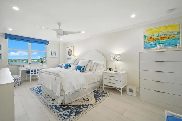 a bed room with a bed and furniture