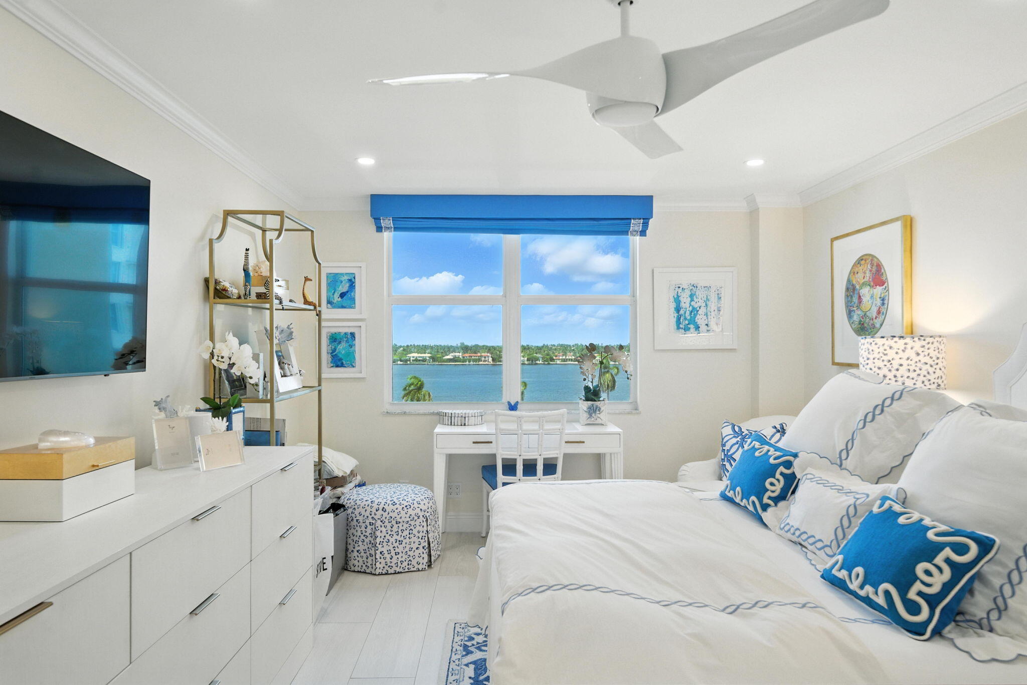 1801 South Flagler Drive, Unit 709 West Palm Beach, FL 33401 - Photo 27 of 39 a bedroom with furniture and a large window