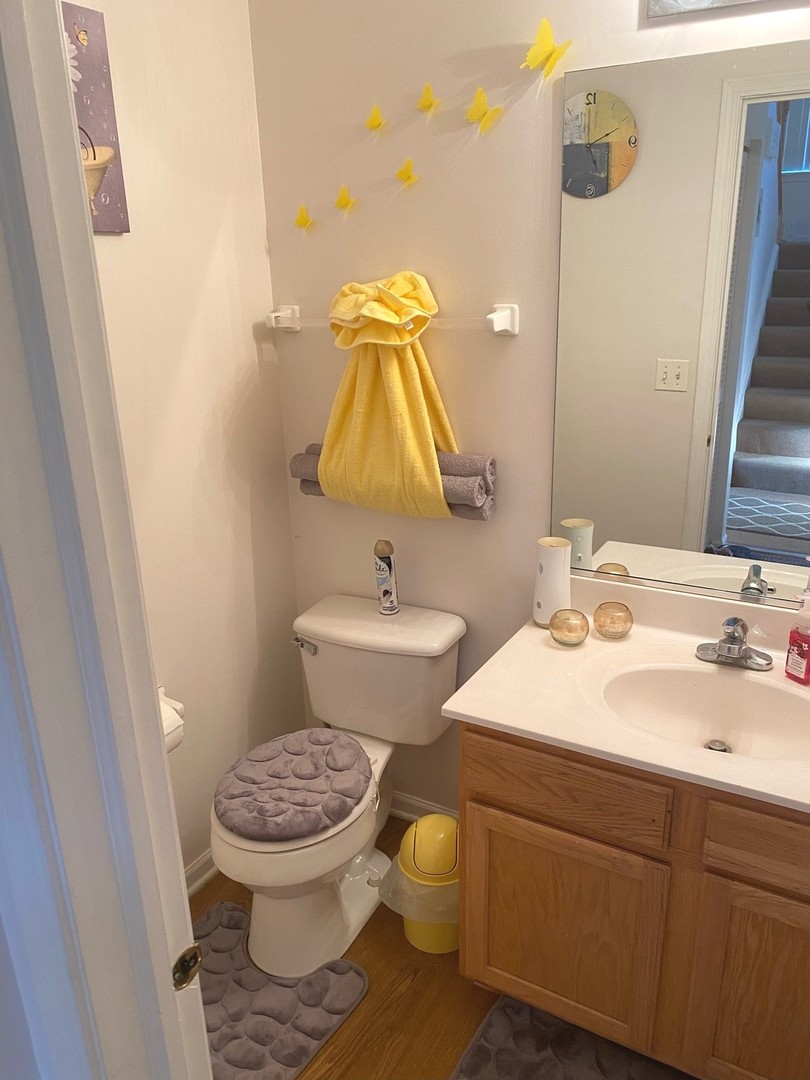374 Reston Circle Romeoville, IL 60446 - Photo 4 of 11 a bathroom with a sink toilet and mirror