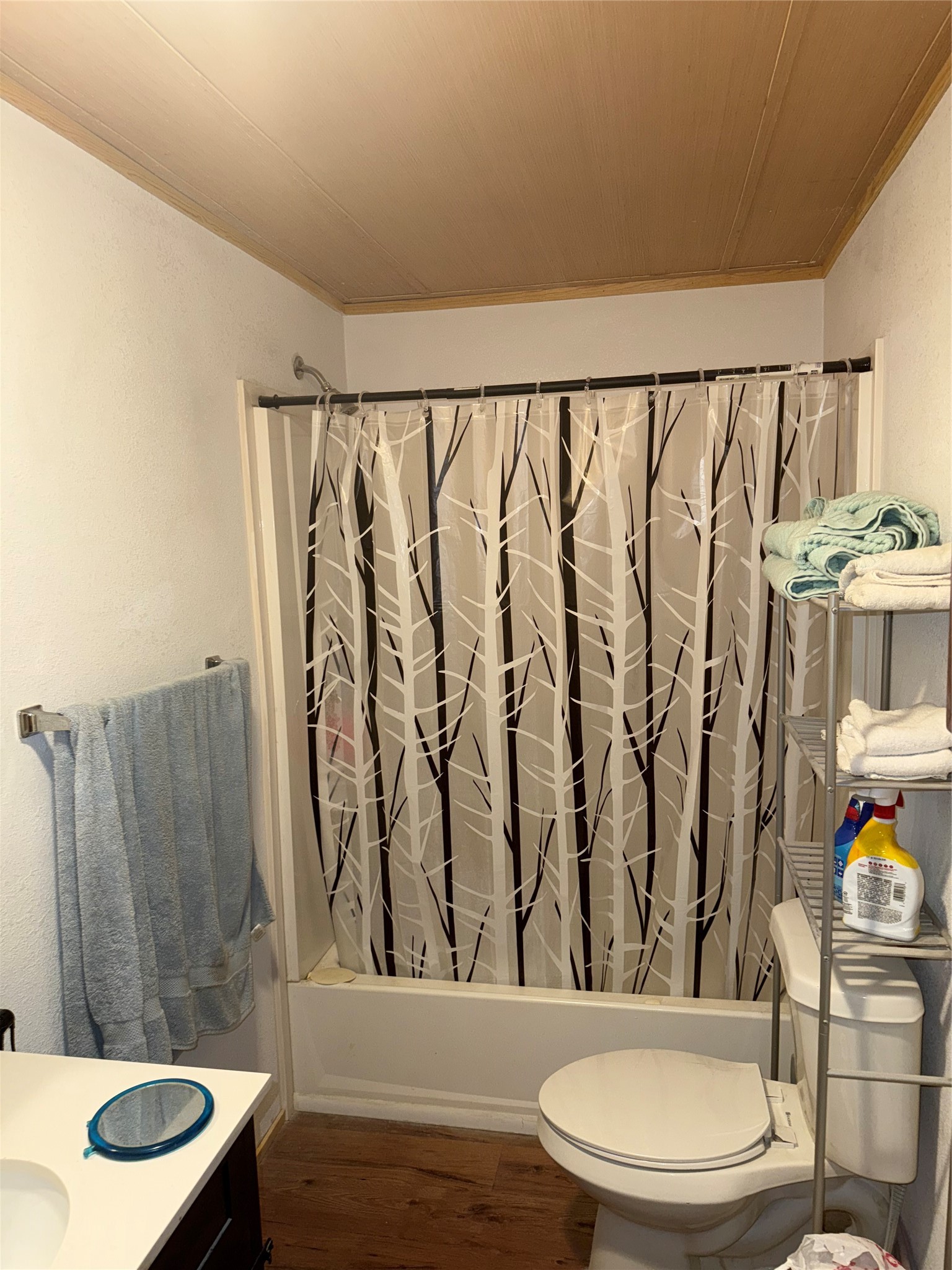 369 East Chestnut Avenue Winnie, TX 77665 - Photo 16 of 20 a bathroom with a toilet a sink and a shower curtain