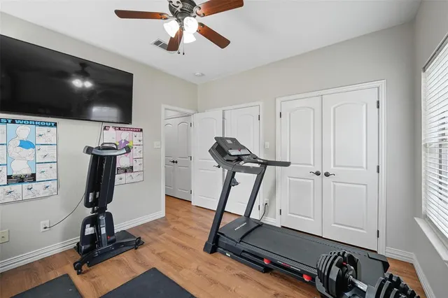 a view of a room with gym equipment