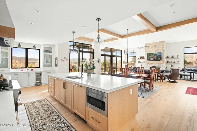 a kitchen with lots of counter top space