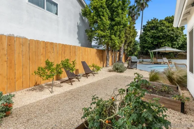 a view of a park with plants