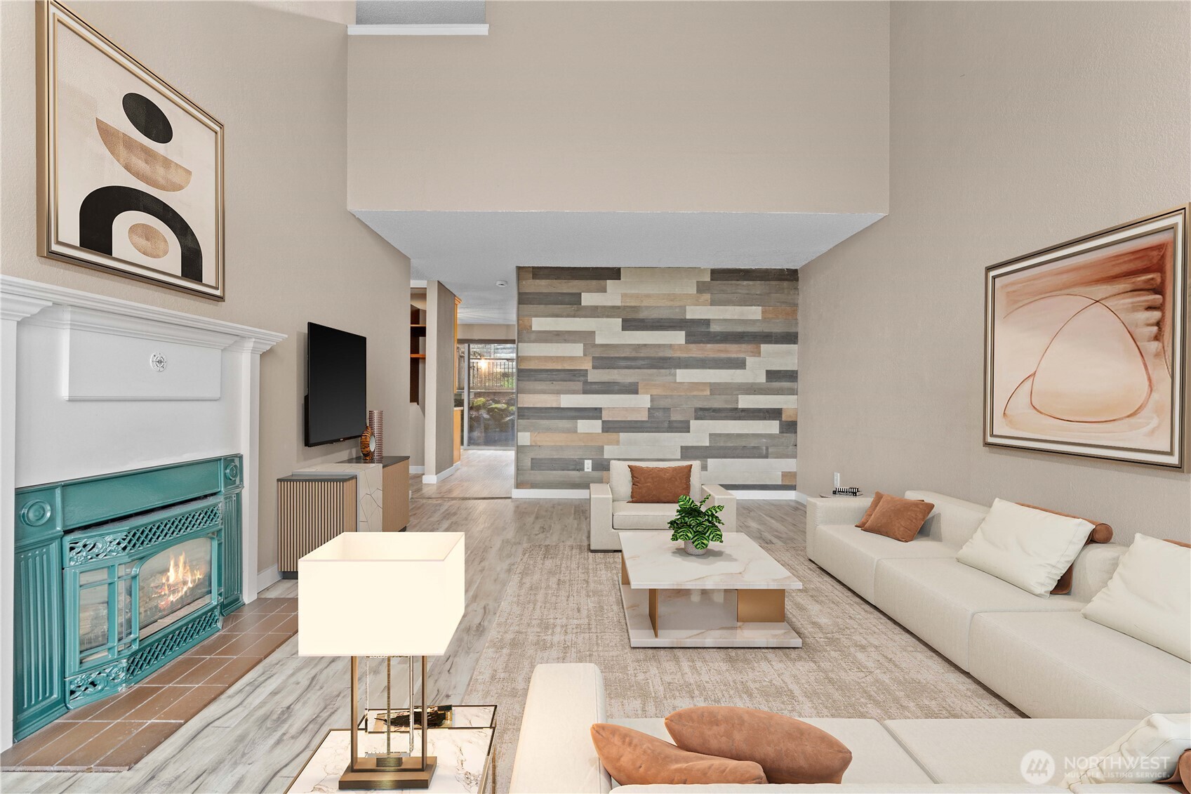 17303 Spanaway Loop Road South, Unit 4 Spanaway, WA 98387 - Photo 5 of 33 a living room with furniture and a fireplace