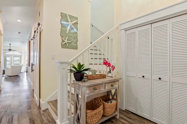 a view of entryway with wooden floor