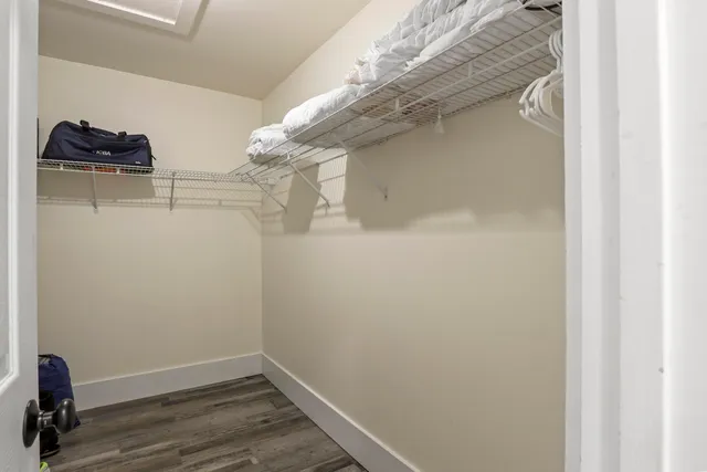 a view of small space with racks on the wall