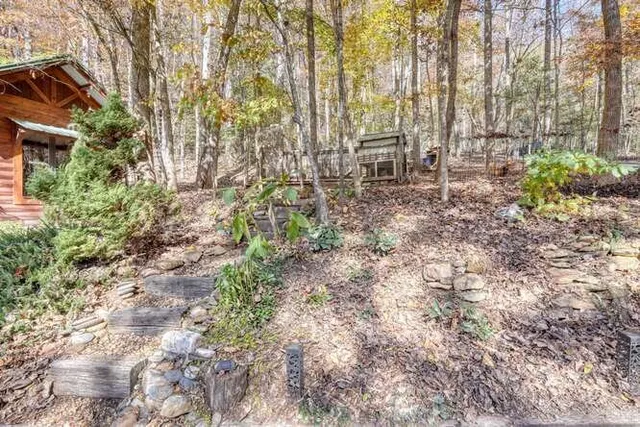 a view of a yard with sitting area