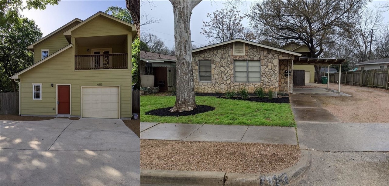 4513 Clawson Road, Unit A & B Austin, TX 78745 - Photo 1 of 1 Exterior Front, Unit B Left, Unit A Right.
