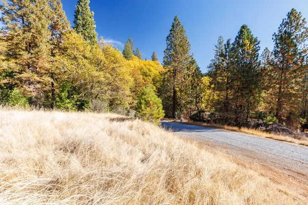 a view of yard covered with snow in front of house