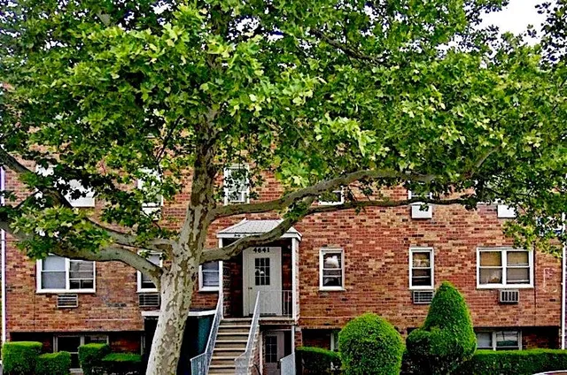 front view of a house with a tree
