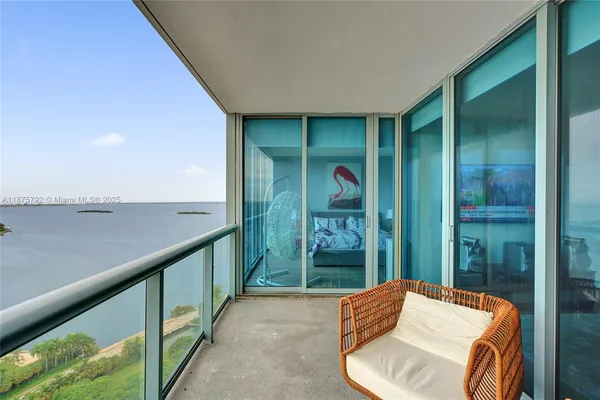 a view of a lake with a beach